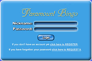 Download Paramount Bingo Login Screen